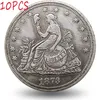 10pcs US Coins 1873 Copy Coin Set Seated Liberty Trade Antique Art Collectible271Y