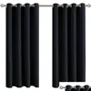 Cortinas cortinas 2 piezas de dormitorio Blackout Paño Grommet Black Drop Entrega Home Garden Hotel Suministros Deco Dh83R