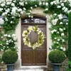 Couronne de fleurs décoratives artificielles, marguerites de printemps, pour mur de porte d'entrée, décorations de maison pour fête de mariage, décors de feuilles vertes