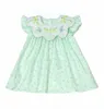 Vestidos de menina Vestido de menina saia bordada libélula verde claro