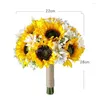 Decorative Flowers Wreaths Artificial Sunflower Bridal Bouquet Romantic Handmade Holding Flower Fake Confession Party Drop Delivery Ho Dhpac