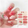 Stickers Decals Nail 1Sheet 3D Stberry Sticker Fl Er Slider Spring Summer Creative Diy Decoration Beauty Manicure For Women Drop Deliv Ot7Ib