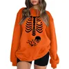 Felpe con cappuccio da donna modello carino Halloween felpe da donna girocollo a maniche lunghe top casual camicia atletica foderata in pile allentato