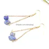 Dangle Chandelier Iregar Natural Crystal Stone Dangle Gold Plated Chain Handmade Earrings For Women Girl Party Club Fashion Jewelr DHTFL