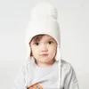 Kış çocuklar şapka büyük pompom karikatür pamuk örgü bebek beanie şapkaları erkek ve kızlar için polar astar bombardıman kapakları çocuklar için 240219