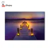 Сцена на озере и пляже, мигающая светодиодная настенная картина со свечами, холст, картина со светодиодной подсветкой для домашнего декора Y200102278t