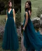 Dark Blue Evening Dresses Modern A Line V Neck Sexy Backless Summer Garden Maid of Honor Bridesmaid Dress Party Occasion Gowns Plu7985577