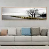 Calm Lake Surface Long Yellow Bridge Scene Black White Canvas Paintings Poster Prints Wall Art Pictures Living Room Home Decor268V