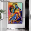 Canvas Print African Art Oil Painting Couple Posters and Prints King and Queen Abstract Wall Art Canvas Pictures for Home Design276P