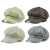 Baretten Sboy dunne pet katoenlinnen barethoeden voor dames zomer vintage effen beige achthoekige dames Baker Boy Artist