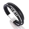 Meerlaagse wikkelarmband Magnetische gesp PU lederen armbanden Bangle Hip Hop-sieraden voor mannen