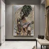 Obrazy Afrykańska czarna kobieta plakaty sztuki i grafiki Abstract Girl Canvas on the Wall Pictures Decor308J