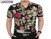 TOP Marke Design Kurzarm Herren Shirts Luxus Stilvolle Edle Big Print Blume Casual Männer Kleid Shirt Frühling Sommer Herren top8283952