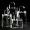 10pcs/20pcs/lot Transparent soft PVC gift tote packaging bags with hand loop clear Plastic handbag cosmetic bag 240304