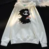 여성용 후드 2024 Winter American Vintage Embroidery Little Ghost Plus Fleece Hoodie 두꺼운 게으른 느슨한 스웨트 셔츠 커플