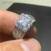 Rings Vintage Court Ring sterling Silver Square Diamond Promise Engagement Wedding Rings Women Bridal Jewelry ldd240311