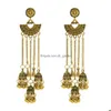 Dangle żyrandol Bollywood utleniony złoto tradycyjne Jhumka Jhu Indian Big Long Tassel For Women Afghan Triba Dhgarden DHS30