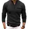 T-shirt à manches longues pour hommes, chemise classique décontractée, couleur unie, revers, coupe cintrée, confortable et doux, 240305