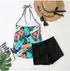 Women's Swimwear Elegant Print Bikini Top Halter Bandage Swimsuit Tropical Shorts Women Bikinis Beachwear Bathing Suits Traje Bano Mujer