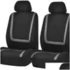 Capas de assento de carro Ers Sports Poliéster Seatset Fit Mais Tecido Simples Bicolor Elegante Acessórios Protetor Drop Delivery Automóveis M OTXR7