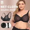 New Net Cloth Sexy Ultrathin Bra Breathable Perspective Plus Size BCDEF Women Underwear Full Cup Soft Comfort Bra 446