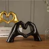 Figurines décoratives nordique amour coeur geste Sculpture décoration de la maison en direct Statue Figurines ornements de mariage pour salon D258K