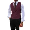 Heren Vesten Heren Vest Bruin Effen Peaked Revers Double Breasted Mouwloos Jasje Banket Business Casual Slank Vest Drop Delivery Ap Otsku