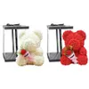 Fleur Cadeau de Saint Valentin 40 cm Rouge ou Blanc Rose Ours en peluche Rose éternelle Fleur Décoration artificielle Cadeau de Noël fait à la main Y12257p