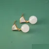 Dingle ljuskronor örhängen naturlig Hetian White Jade Stud örhängen Simple and Compact S925 Sterling Sier Chinese Style Retro Nat Otk8u