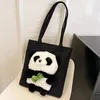 Evening Bags Women Casual Pack Canvas Creative Travel Bag Large Capacity Zipper Closure With Plush Panda Simple Female Girls Handbag