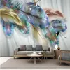 Large 3D Wallpaper Mural Custom Nordic Modern Color Feather TV Sofa Background Wallpaper Mural294t