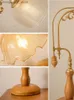 Lampy odcienie francuskie projekty klasycznej lampy stołowej LED E27 drewniana podstawa szklane biurko światła Dekorowanie domu sypialnia sypialnia stolik kawowy