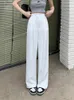 Zoki coreano S-4XL vestito da donna pantaloni larghi pantaloni estivi sottili a vita alta pantaloni dritti moda ufficio signora Harajuku pantaloni casual 240311