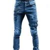 Men's Jeans Zipper Decoration Motorcycle Loose Baggy Hiphop Fashion Washed Streetwear Denim Pants for Men