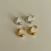 Brincos de garanhão SHANICE S925 prata esterlina argola grossa para mulheres banhado a ouro círculo redondo redondo arco ondulação piercing studs