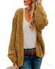 Women's Blouses Spring And Autumn 2024 Thick Needle Fried Dough Twists Knitting Cardigan Medium Length Solid Casual Loose Coat