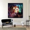 Estilo minimalista moderno legal lobo animal pintura a óleo da lona cartazes e cópias fotos de parede para sala estar decoração unframed280r