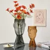 Vaso di testa umana in vetro nordico creativo artistico viso fiori secchi vaso di fiori contenitore decorazioni per la casa accessori artigianali 210610271l