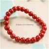 Beaded Uni Natural Stone Red Color Strands Charm Bracelets For Wome Men Lover Birthday Handmade Elastic Jewelry Drop Delivery Dhmyd