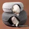 Cat Toys Cats House Basket Natural Love Pet Cave Beds Nest Funcy Round-Type-type مع حصيرة وسادة للكلاب الصغيرة للحيوانات الأليفة Supplie219r