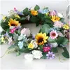 Decorative Flowers Wreaths Delightf Spring Flower Wreath Accessory Rose Decor Drop Delivery Home Garden Festive Party Supplies Otc6Q