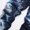 2024 nova marca de jeans dos homens alta rua retalhos buraco jeans azul remendo calças moda tendência calças jeans