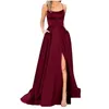 Urban Sexy Kleider, Partykleider, Hochzeit, Abschlussball für Frauen, Y-Satin, Spaghettiträger, trägerlos, Seitenschlitz, Tunika, Slip-Kleid, weiblich, Abend, Lon Dh4Rb