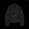 Erkekler 2024 Bahar Kore tarzı kişiselleştirilmiş tasarım takım elbise erkekler rahat gevşek basit siyah kısa bölüm blazers m-xl için