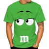 Homens camisetas Novo 2023 Engraçado M Ms Chocolate Bean Cartoon 3D Impresso T-shirt Unissex Casual Manga Curta T-shirt Moda Personalização Tops