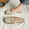 Slippers Bow Bead Women Flats Mules Shoes Summer Fashion 2024 Walking Comfort Flip Flops Outdoor Slingback Sandals Mujer Slides