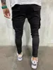 Heren jeans mode heren skinny gescheurde mul pocket denim broek streetwear lading hip hip zwarte broek zwarte broek herfst man kleding