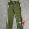 Men's Pants Poly Smooth Green Needles Track Men Women Woven Stripes Embroidered Butterfly Zipped AWGE Trousers