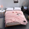 Pure Satin Silk Blanket Summer Plaid Air Conditioning Bedspread Thin Throws Bed Covers Nordic 200x230 Couple Bed Quilt1260e