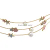 Diadèmes Mode Style coréen 3Pcs / Set Étoile de mer en or et forme de coquille avec bandeau de perles Accessoires de bijoux de cheveux Drop Delivery Dhgarden Dh9Zz
